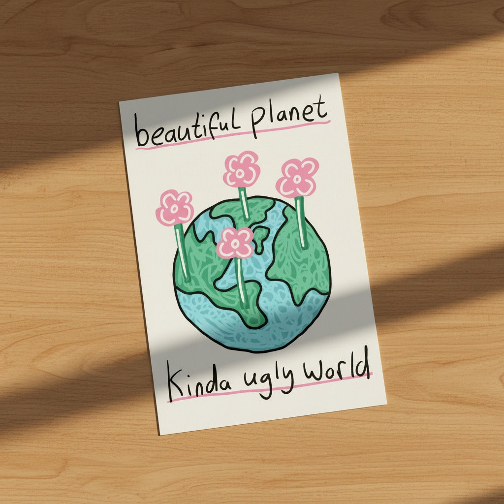 Beautiful Planet Kinda Ugly World  - Fine Art Print